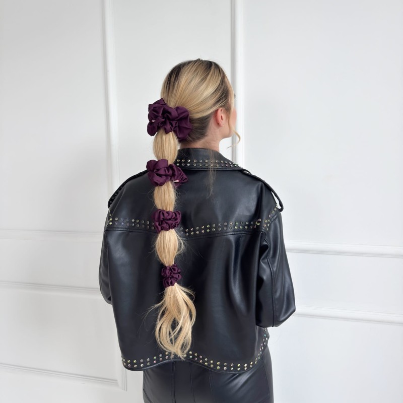 ZESTAW CZTERECH SCRUNCHIE W KOLORZE ŚLIWKI