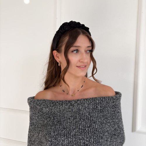 Jedwabna Opaska  Marszczona Classic Black 