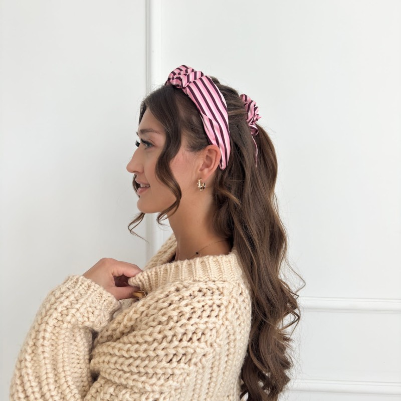 STIRNBAND MIT ROSA-BORDÜREN-STREIFEN
