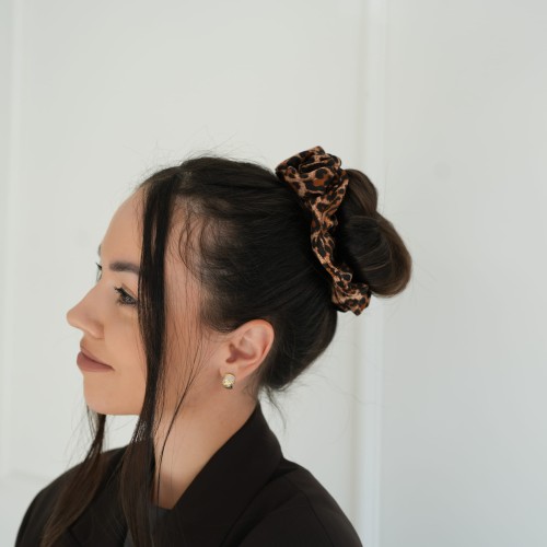Seiden-Haargummi Maxi Leopard