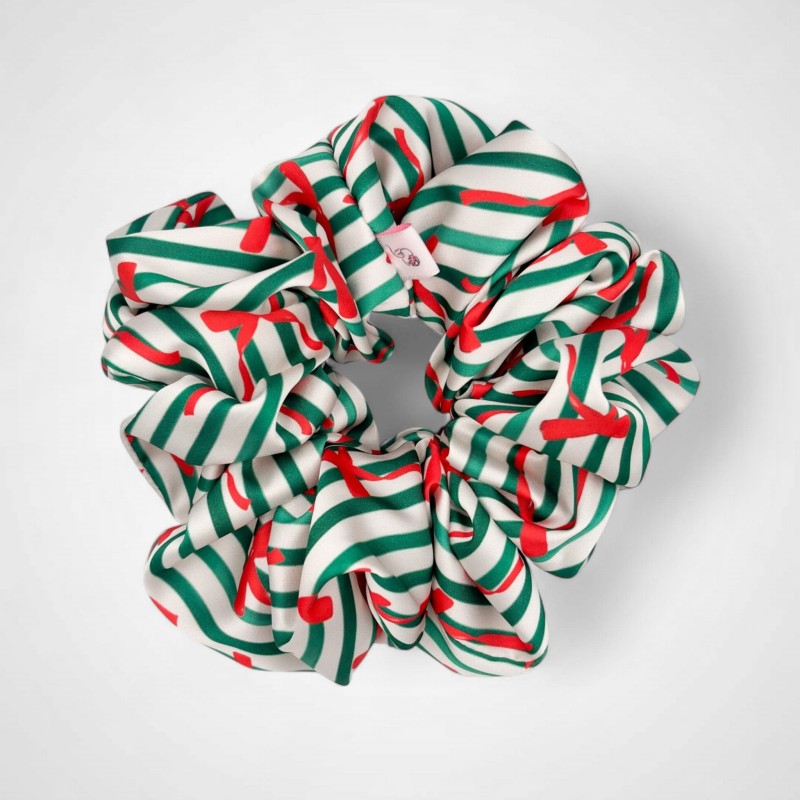 DUŻA SCRUNCHIE ŚWIĄTECZNA CZERWONE KOKARDKI