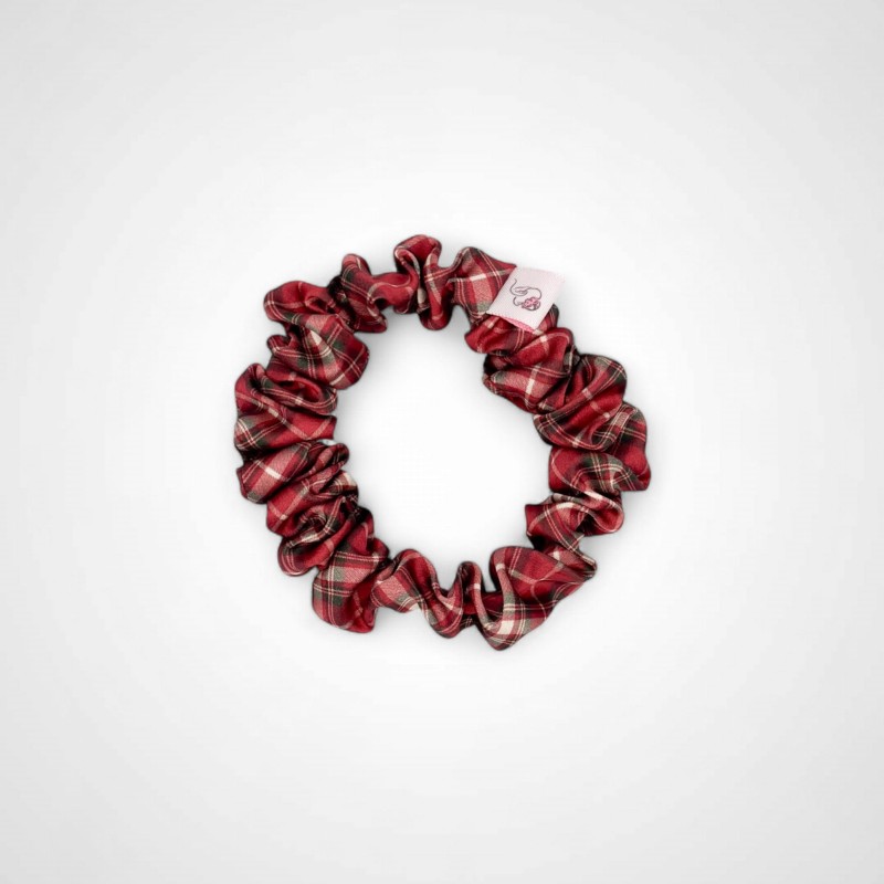 SCRUNCHIE MINI BORDOWA KRATKA