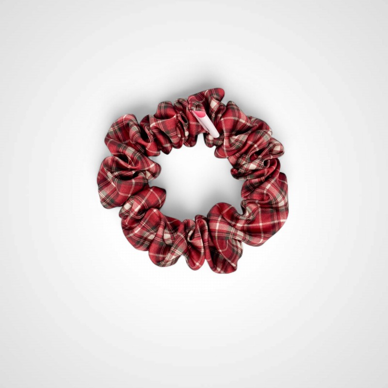 SCRUNCHIE BORDOWA W KRATKĘ SMALL