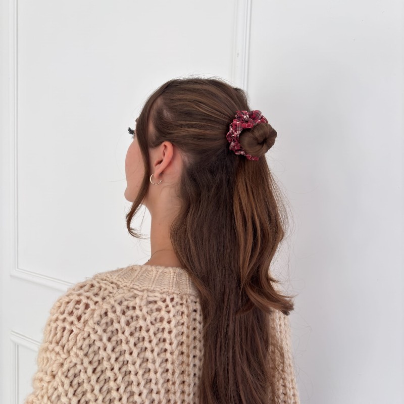 SCRUNCHIE MINI BORDOWA KRATKA