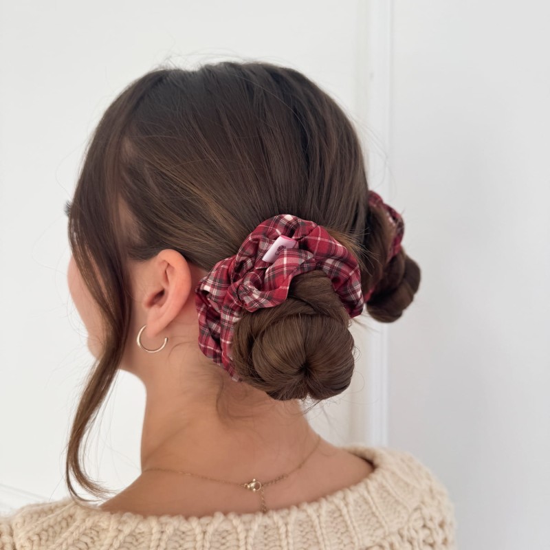 SCRUNCHIE BORDOWA W KRATKĘ SMALL