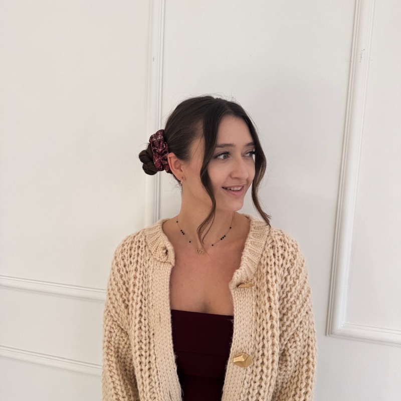 SCRUNCHIE BORDOWA W KRATKĘ SMALL