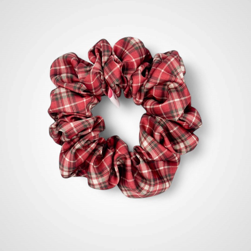 SCRUNCHIE BORDOWA W KRATKĘ MEDIUM