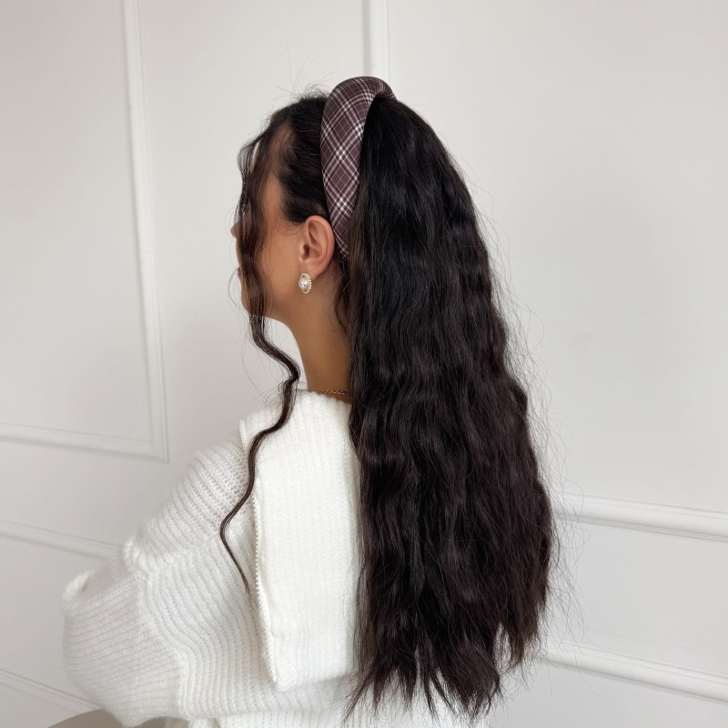 OPASKA GŁADKA BRĄZOWA KRATKA L