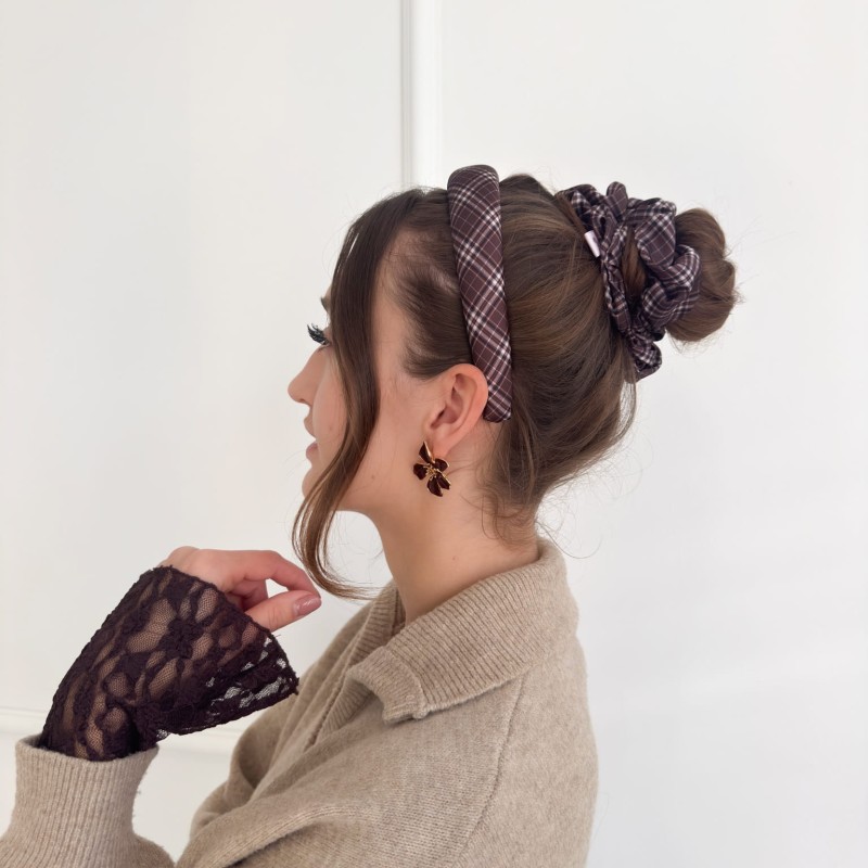 OPASKA GŁADKA BRĄZOWA KRATKA M