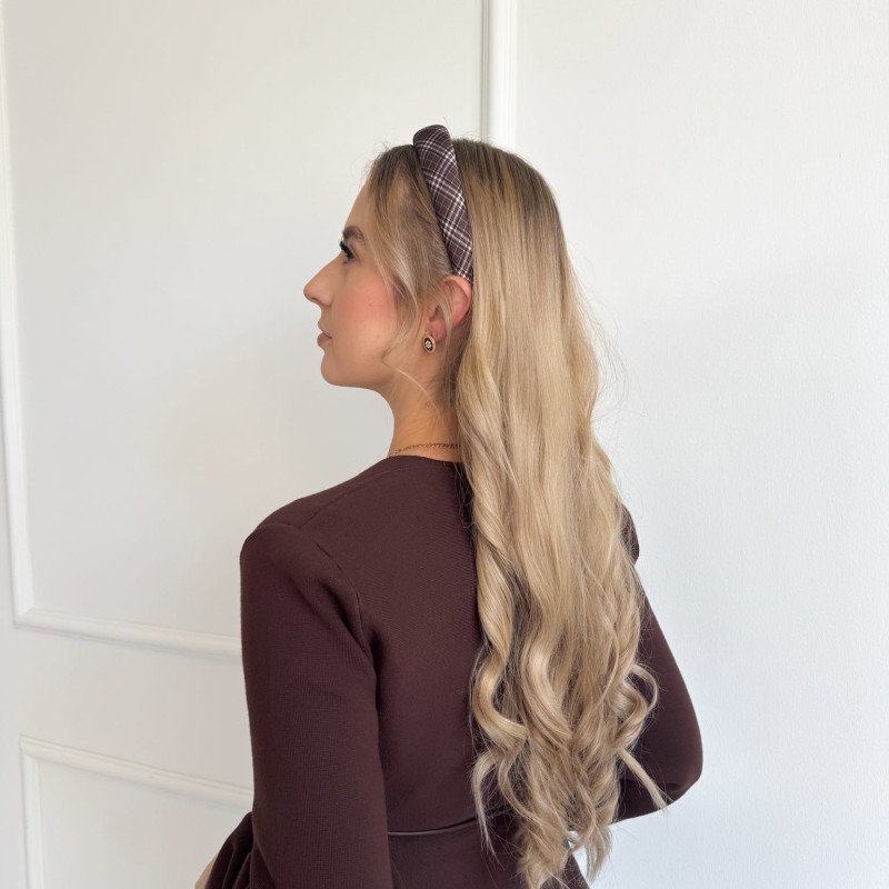 OPASKA GŁADKA BRĄZOWA KRATKA M