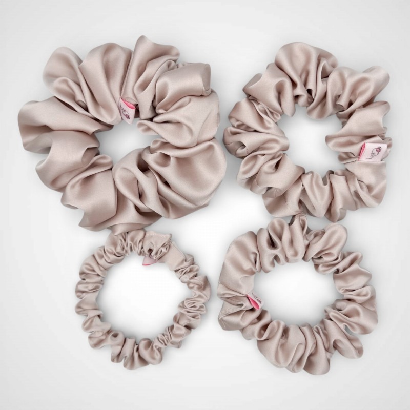 ZESTAW CZTERECH SCRUNCHIE BEIGE
