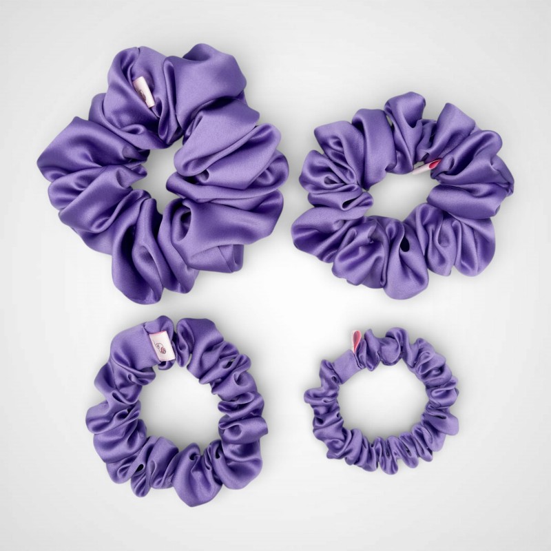 ZESTAW JEDWABNYCH SCRUNCHIE LILA