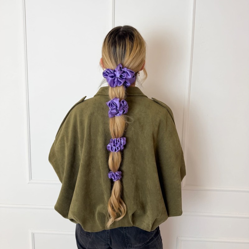 ZESTAW JEDWABNYCH SCRUNCHIE LILA