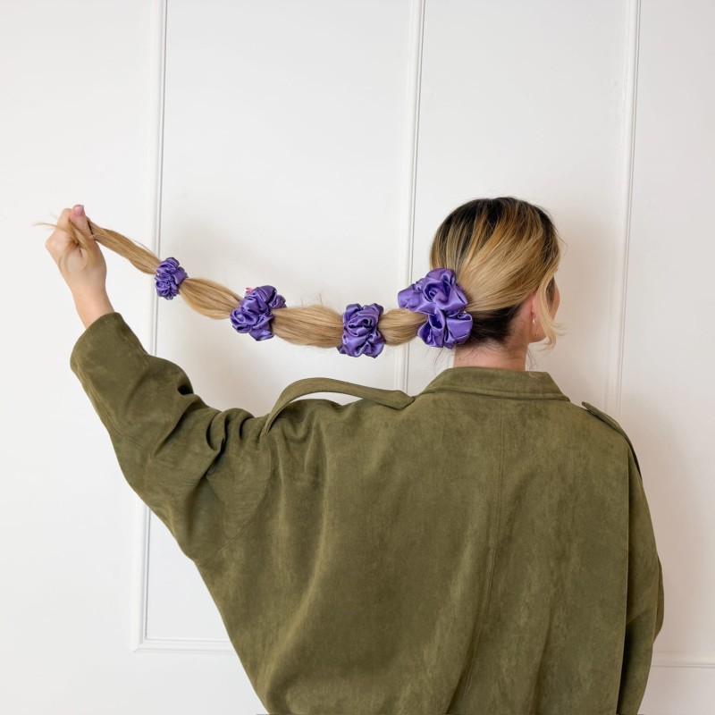ZESTAW JEDWABNYCH SCRUNCHIE LILA