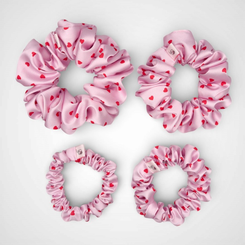 ZESTAW SCRUNCHIE PINK CRUSH CZERWONE SERDUSZKA