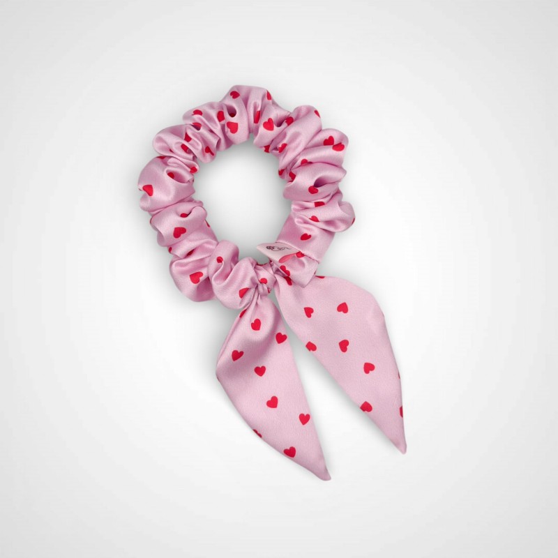 SCRUNCHIE Z UCHEM PINK CRUSH CZERWONE SERDUSZKA
