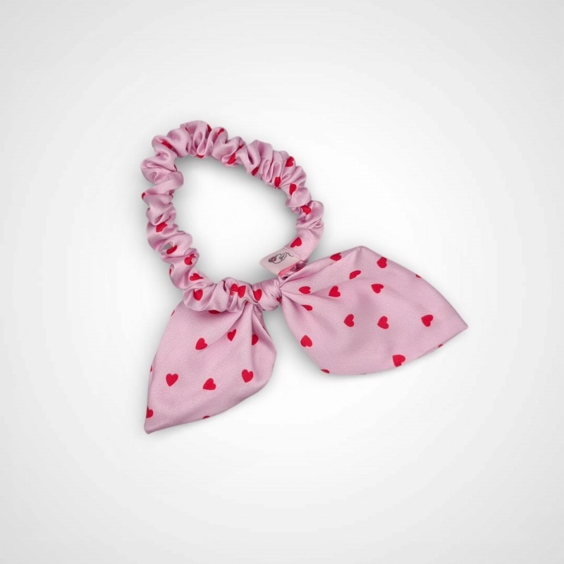 SCRUNCHIE Z USZKAMI KIDS PINK CRUSH CZERWONE SERDUSZKA