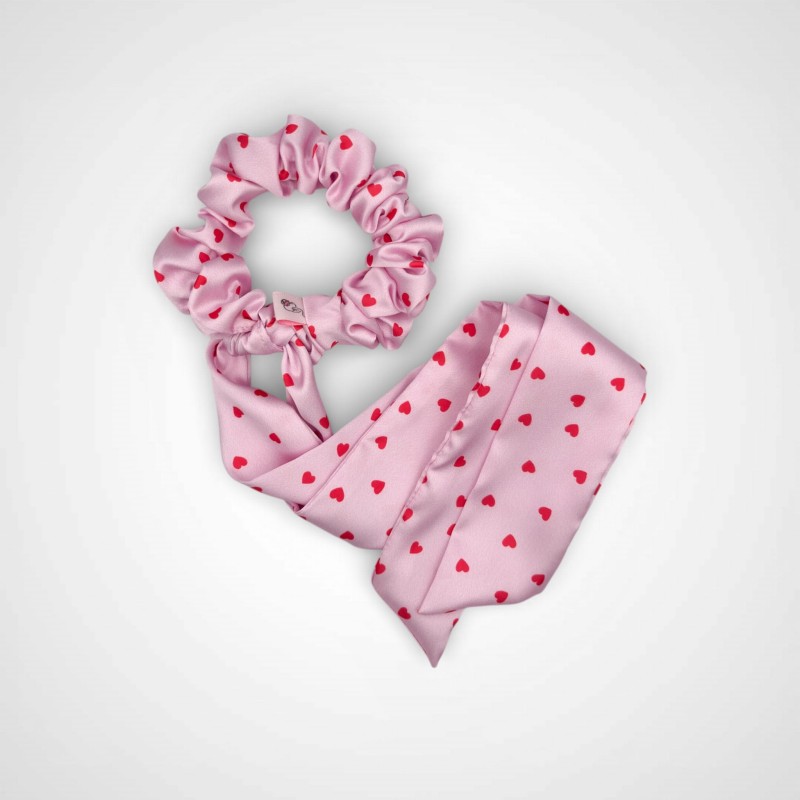 SCRUNCHIE PRZEWIĄZANA KRÓTKĄ WSTĄŻKĄ PINK CRUSH