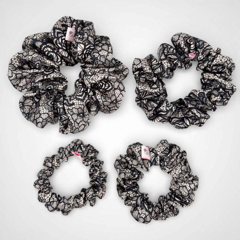 ZESTAW CZTERECH SCRUNCHIE KORONKA