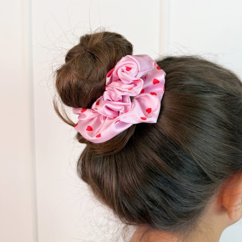 SMALL KIDS SCRUNCHIE PINK CRUSH CZERWONE SERDUSZKA