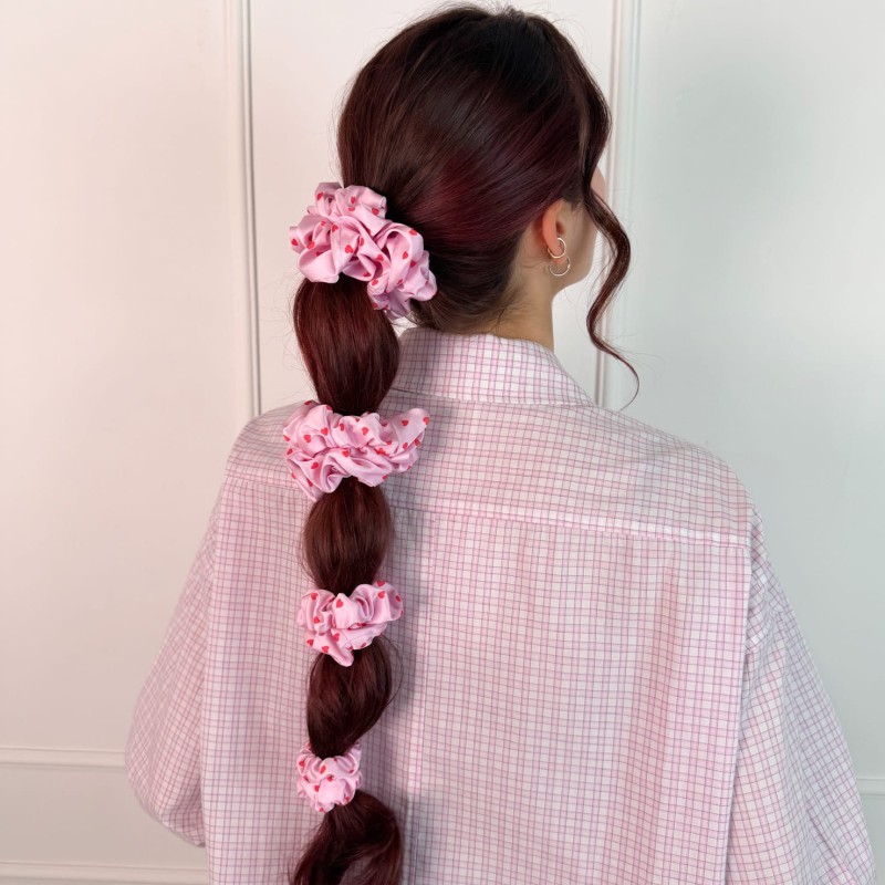 ZESTAW SCRUNCHIE PINK CRUSH CZERWONE SERDUSZKA