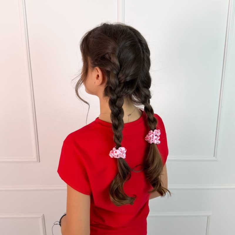 MINI KIDS SCRUNCHIE PINK CRUSH CZERWONE SERDUSZKA