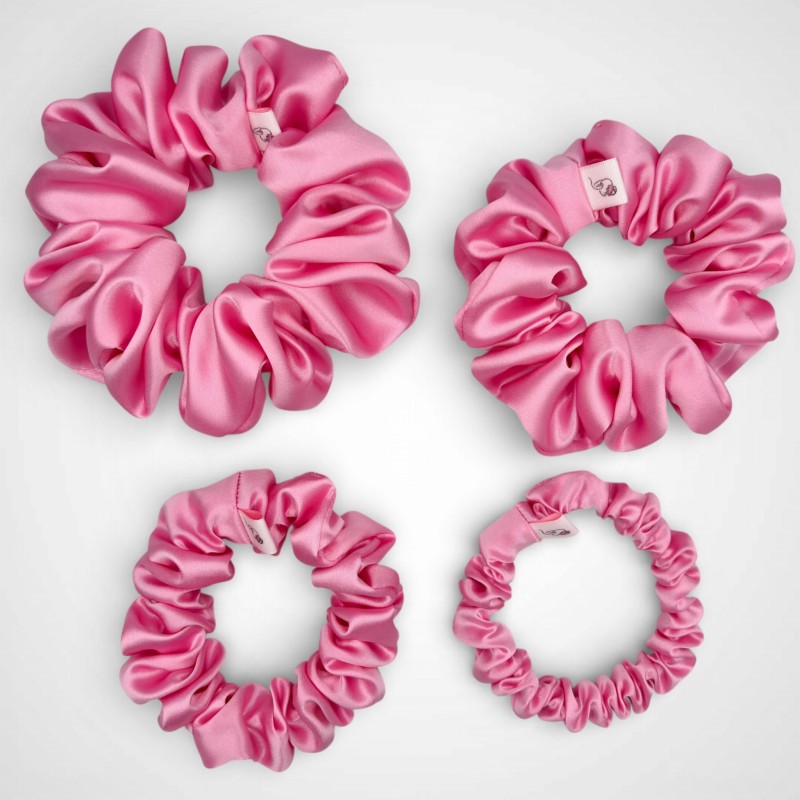 ZESTAW JEDWABNYCH SCRUNCHIE CANDY PINK