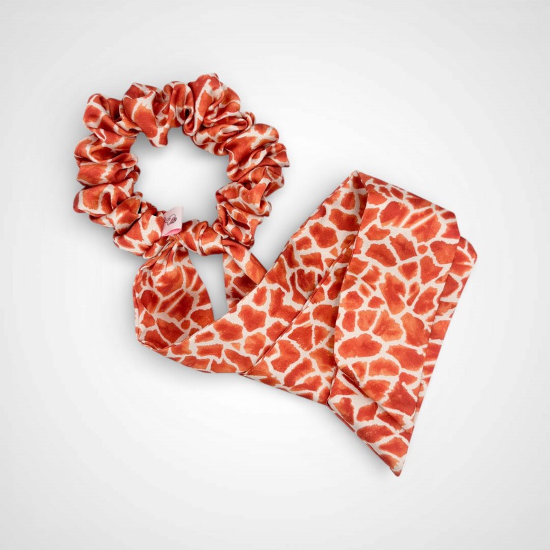 SCRUNCHIE PRZEWIĄZANA KRÓTKĄ WSTĄŻKA SAFARI