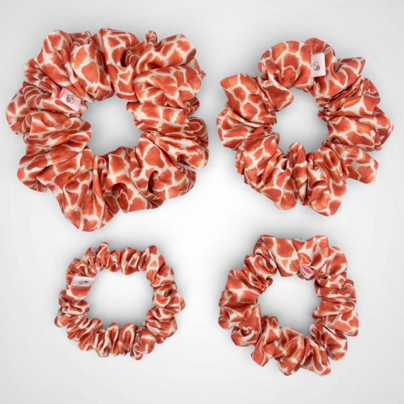 ZESTAW  CZTERECH SCRUNCHIE ŻYRAFA