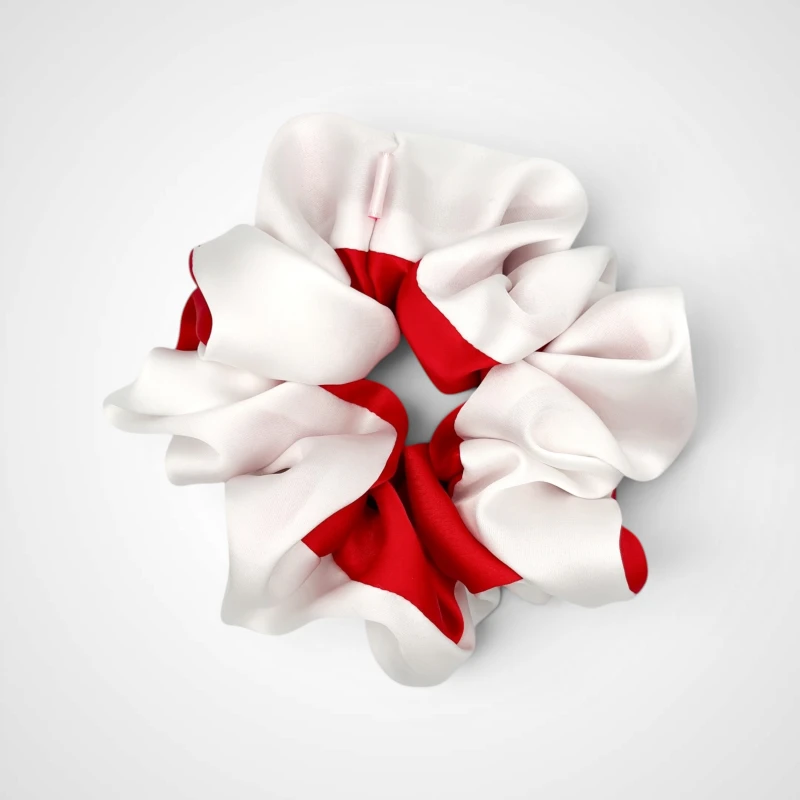 BIAŁO CZERWONA SCRUNCHIE DO WŁOSÓW