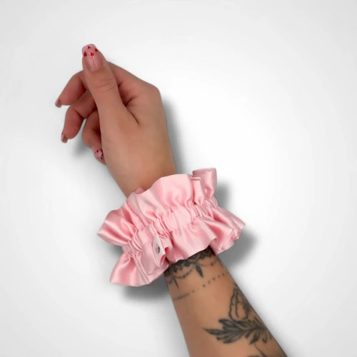 Seiden-Gummiband mit Rüschen Maxi Pearl Pink