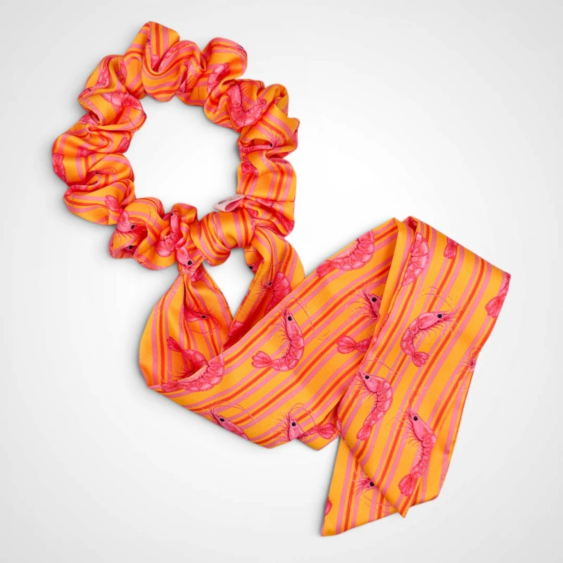 SCRUNCHIE PRZEWIĄZANA KRÓTKĄ WSTĄŻKĄ SHRIMP
