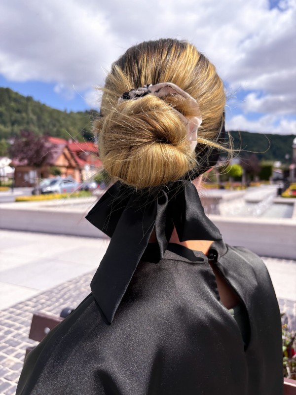 SZEROKA JEDWABNA OPASKA CLASSIC BLACK