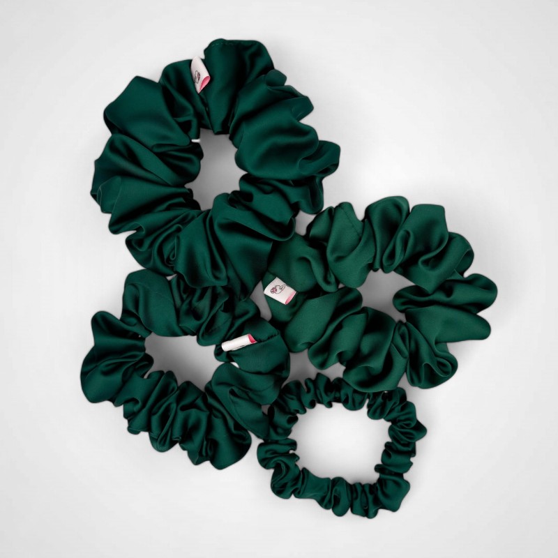 SET MIT VIER SCRUNCHIES IN FOREST GREEN