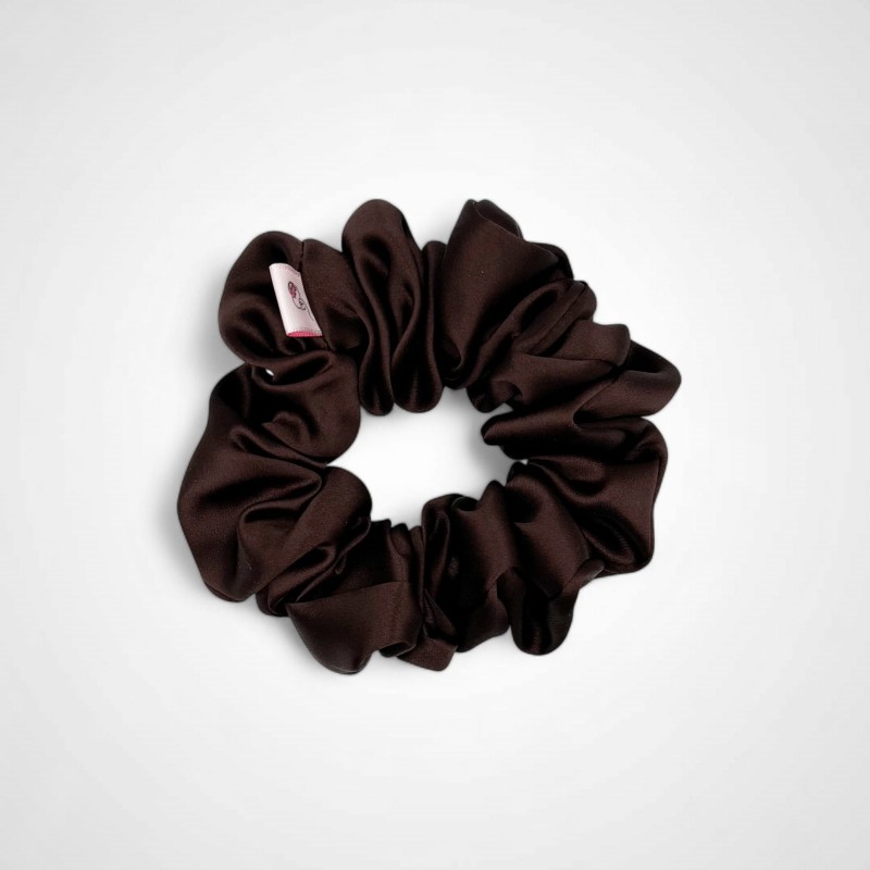 JEDWABNA MEDIUM SCRUNCHIE DARK BROWN
