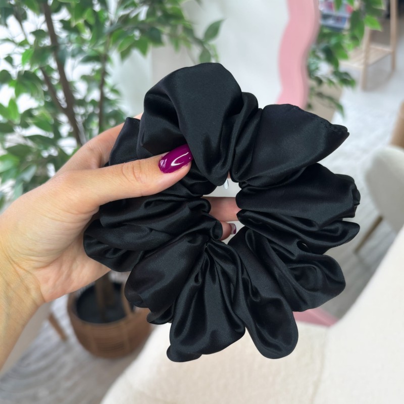 JEDWABNA SCRUNCHIE BLACK XXL