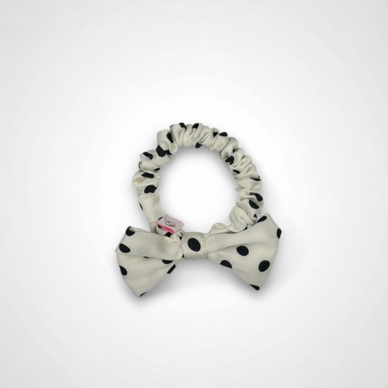 SCRUNCHIE MIT SCHLEIFE MINI BLACK DOTS