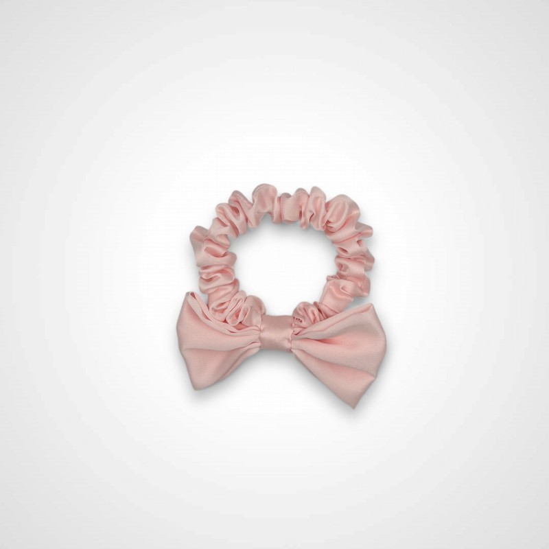 SCRUNCHIE Z KOKARDKĄ MINI LIGHT PINK