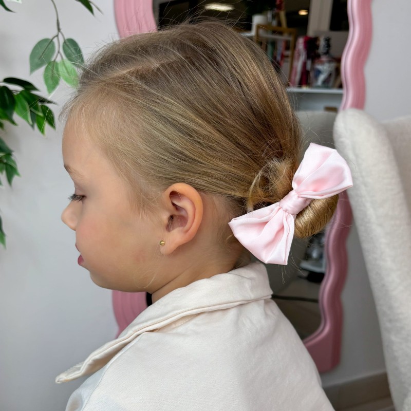 SCRUNCHIE Z KOKARDKĄ MINI LIGHT PINK