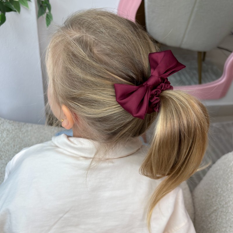 SCRUNCHIE Z KOKARDKĄ MINI MAROON