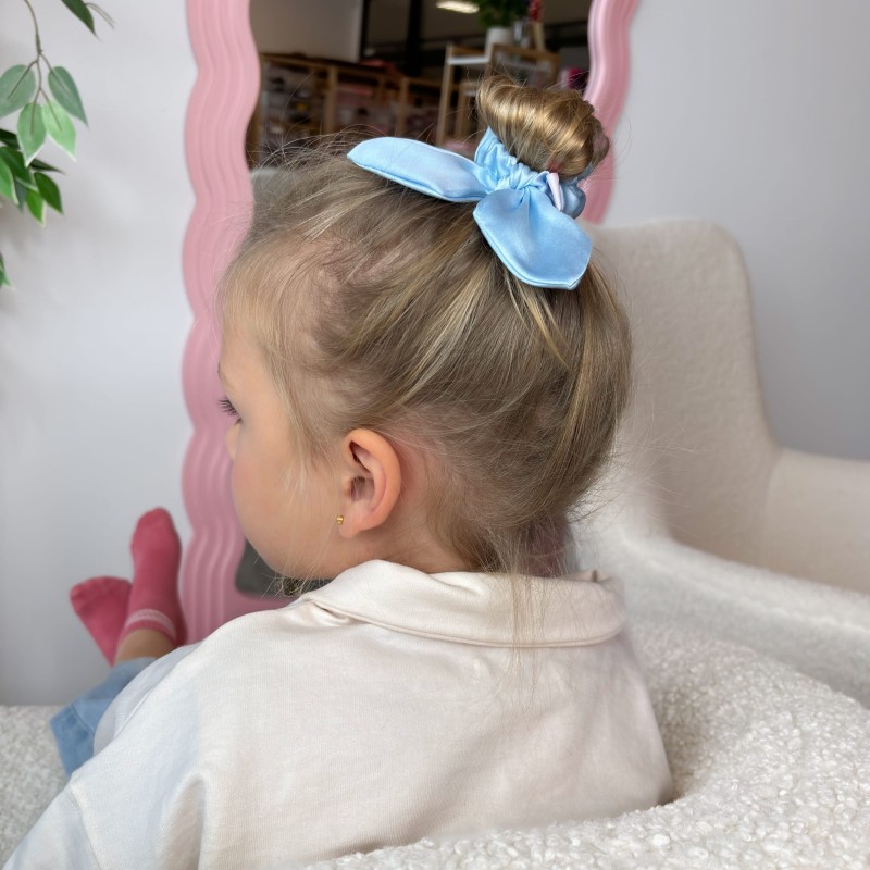 JEDWABNA SCRUNCHIE Z USZKAMI KIDS SKY BLUE