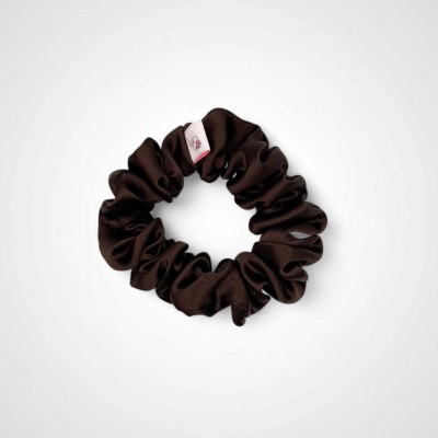 JEDWABNA SCRUNCHIE SMALL DARK BROWN