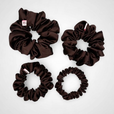 JEDWABNA SCRUNCHIE SMALL DARK BROWN