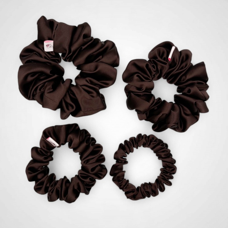 JEDWABNA SCRUNCHIE SMALL DARK BROWN
