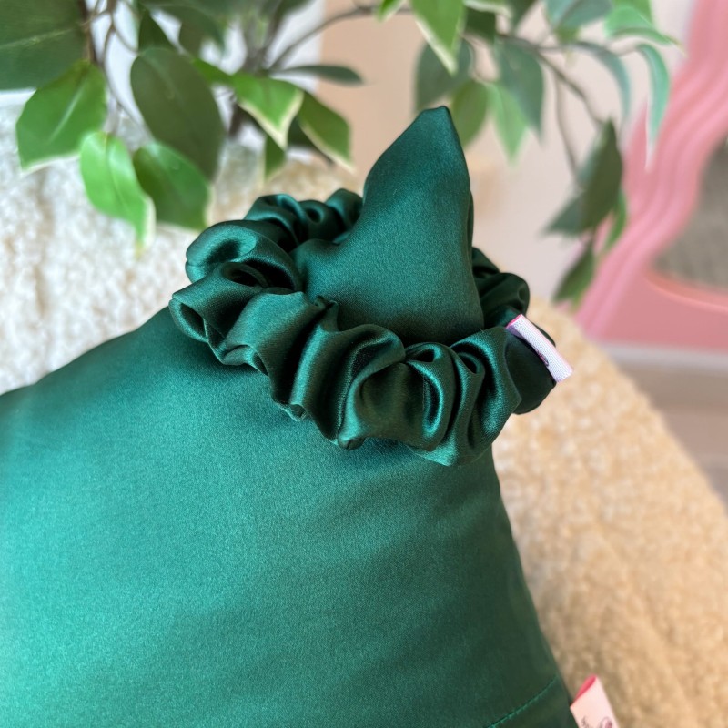 JEDWABNA POSZEWKA + MINI SCRUNCHIE SZMARAGD