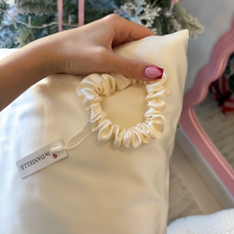 JEDWABNA POSZEWKA + GUMKA MINI IVORY