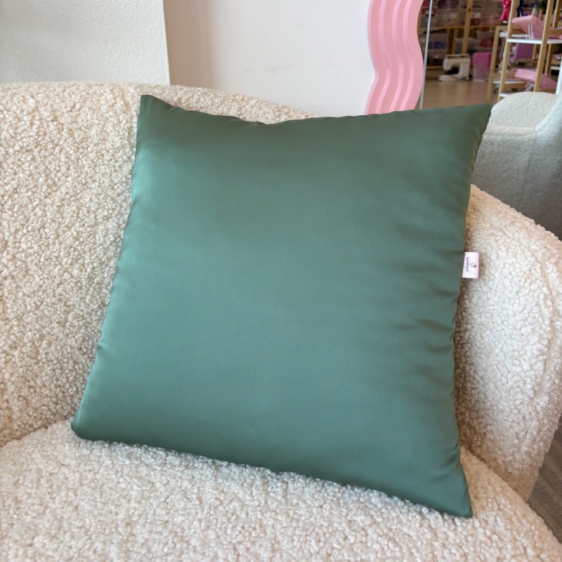 SATIN-KISSENBEZUG + MINI-HAARBAND SALBEI
