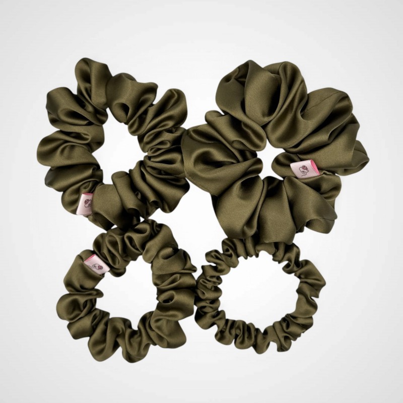 ZESTAW JEDWABNYCH SCRUNCHIES GREEN TEA