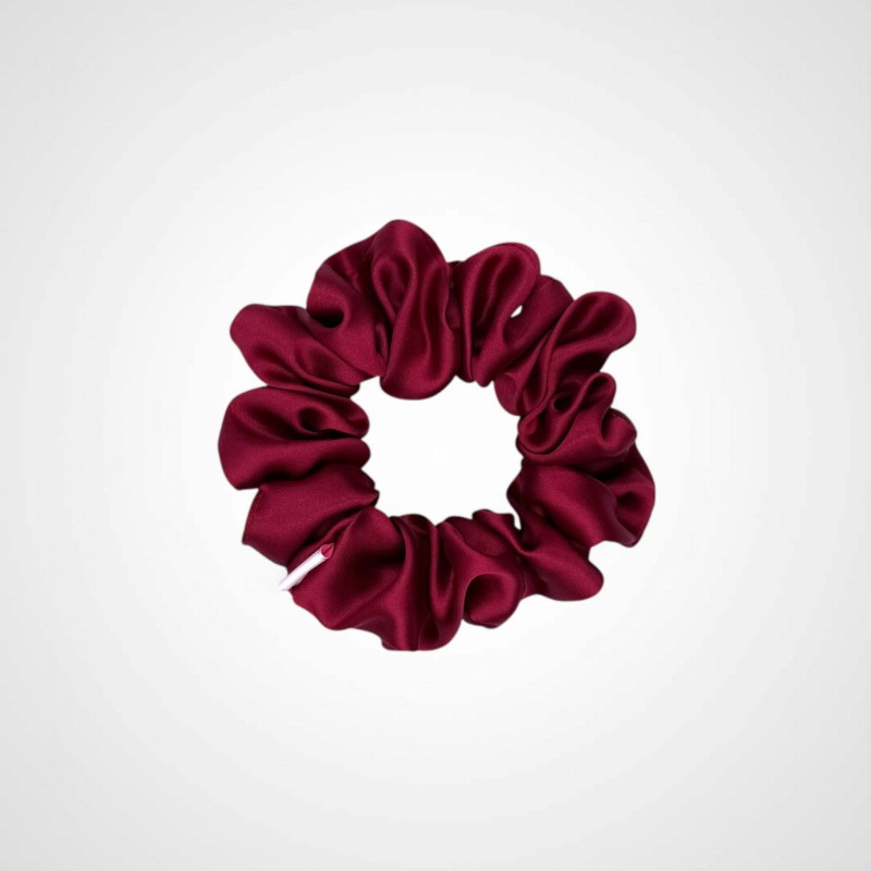 SET MIT VIER SEIDEN-SCRUNCHIES IN BURGUNDERROT