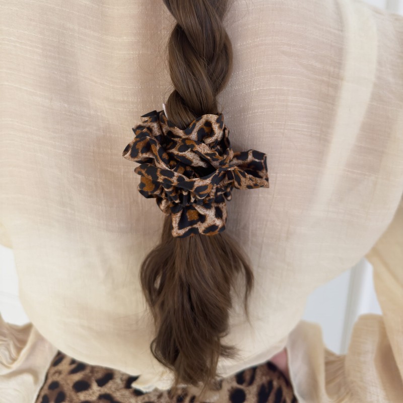 Seiden-Haargummi mit Rüschen MAXI LEOPARD